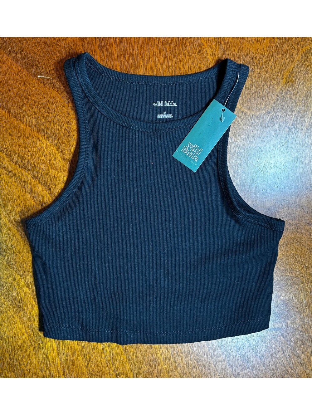 Wild Fable Black Ribbed Cropped Tank Top Size Medium NWT